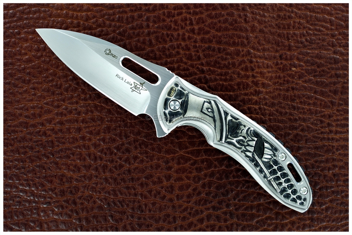 Korth Cutlery Carved Sentry Flipper by Rick Lala, Carved by Rudy Lala