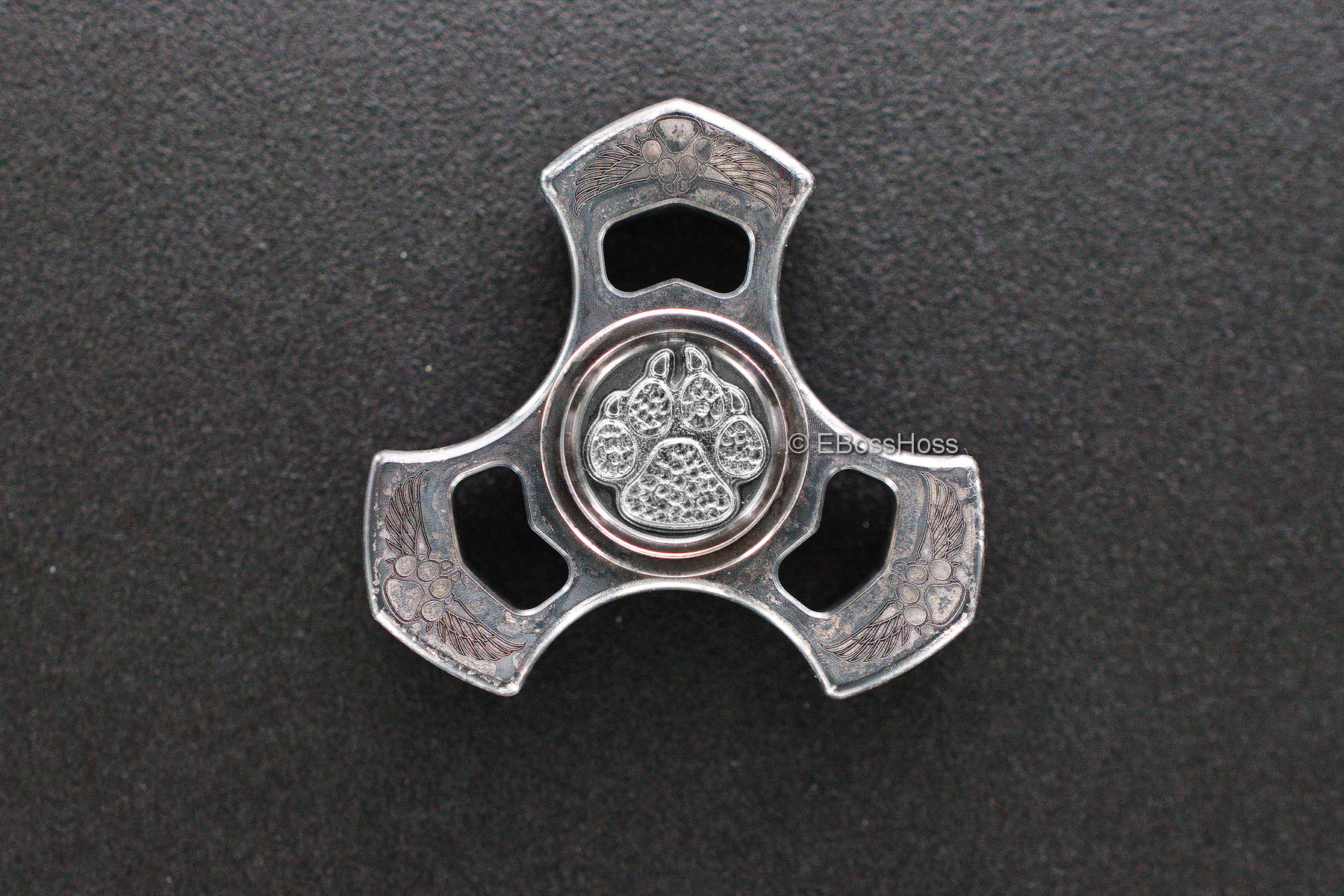  Steel Flame Stippled Dog  Paw Tri-Spin