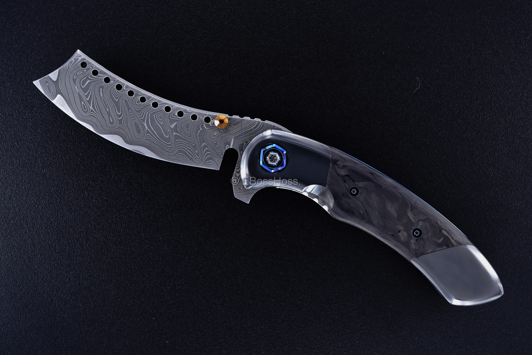  Black Horse Knives Custom Deluxe Black Death Hell Razor Flipper