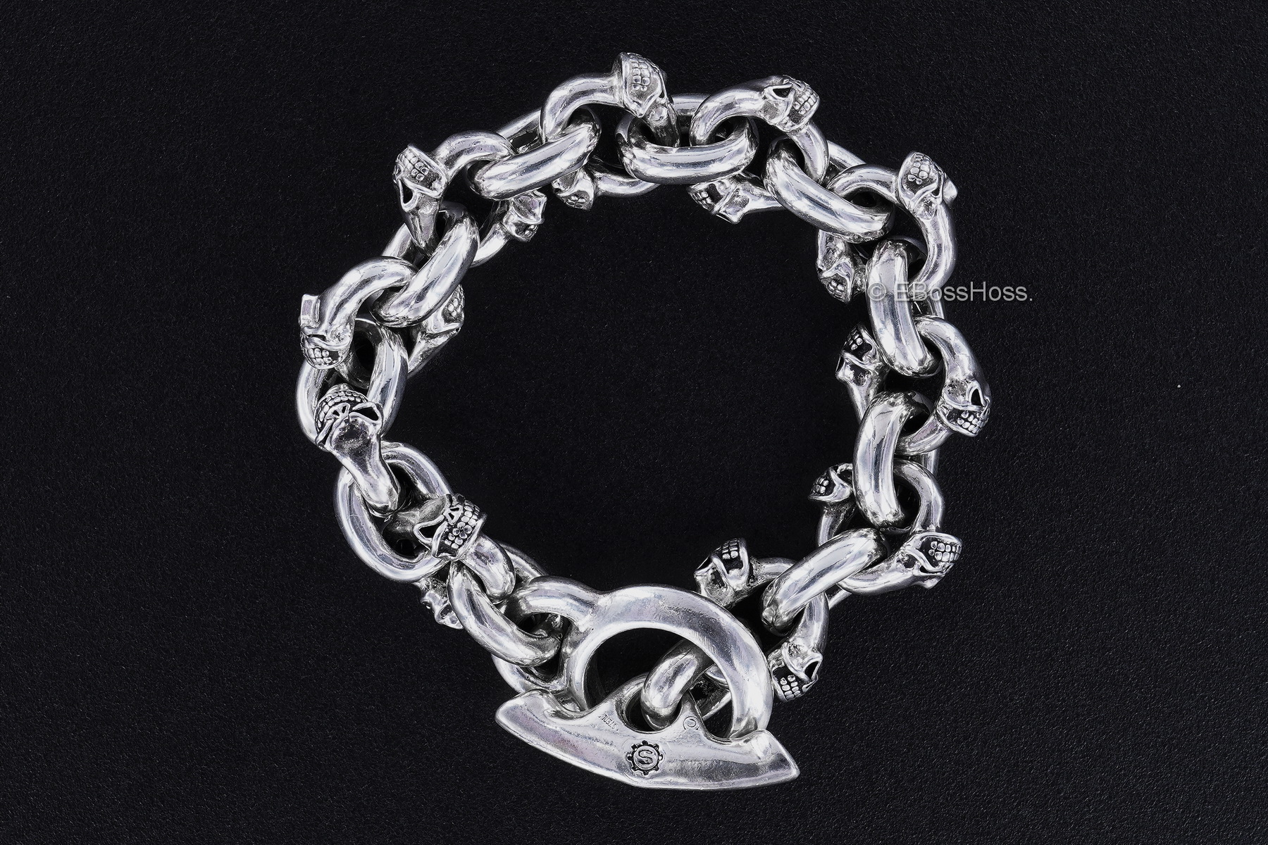 Starlingear Custom Sterling-Silver Twin Skull Bracelet