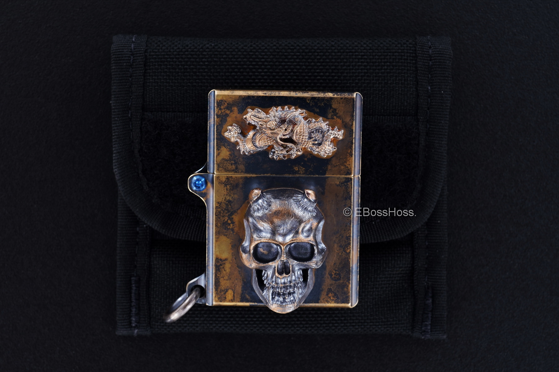  Steel Flame 3D Sledge Brass Lighter - with Hannya Skull &amp; Chinese Dragon