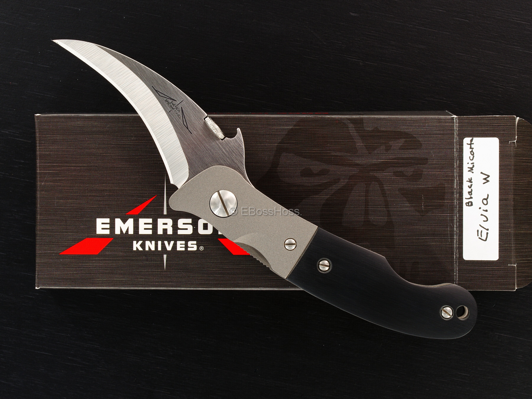 Ernie Emerson Custom Black Micarta - Bolstered Elvia Waved