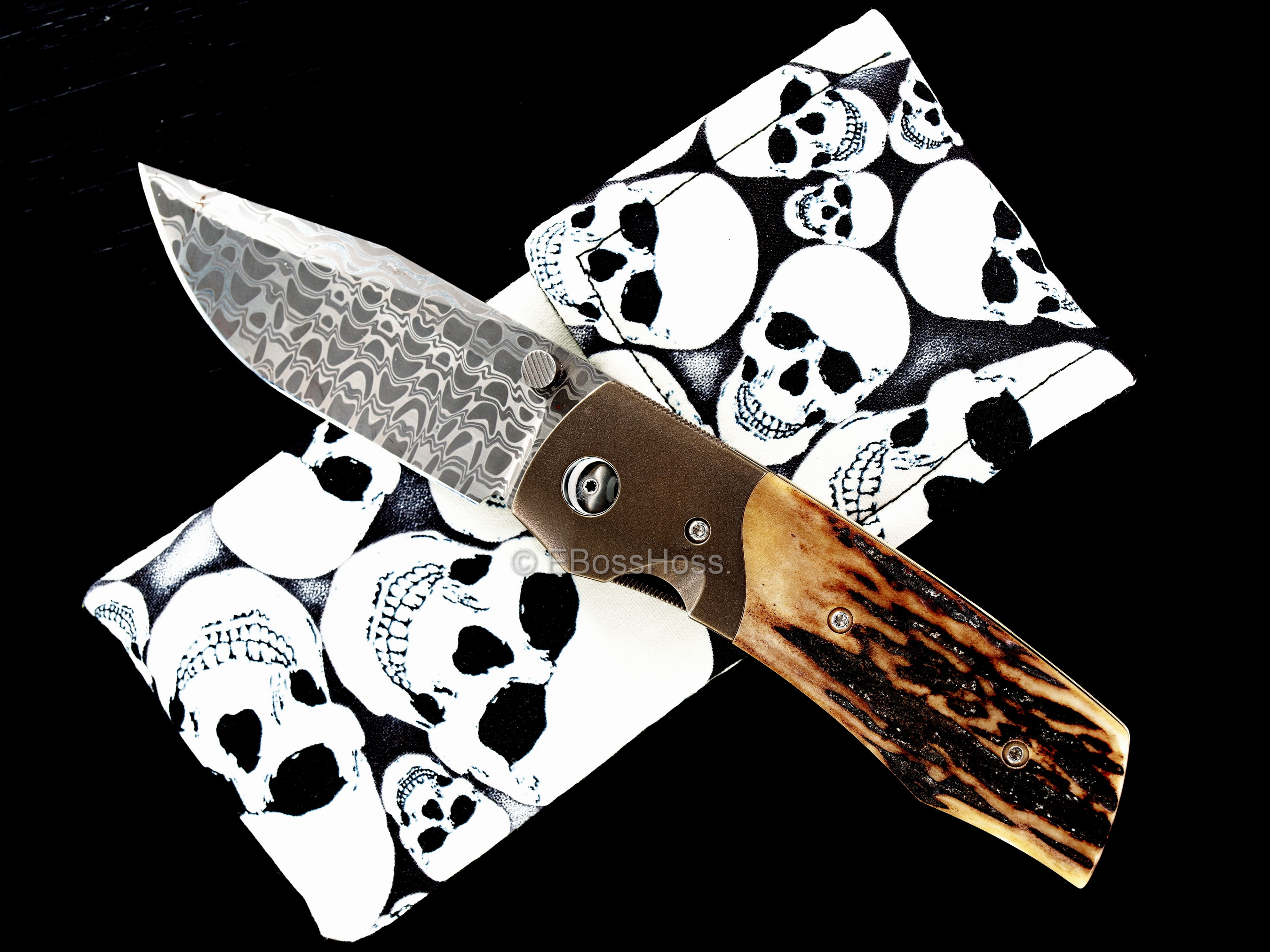 Charles Marlowe Custom Deluxe Bulldog - Stag &amp; Damasteel